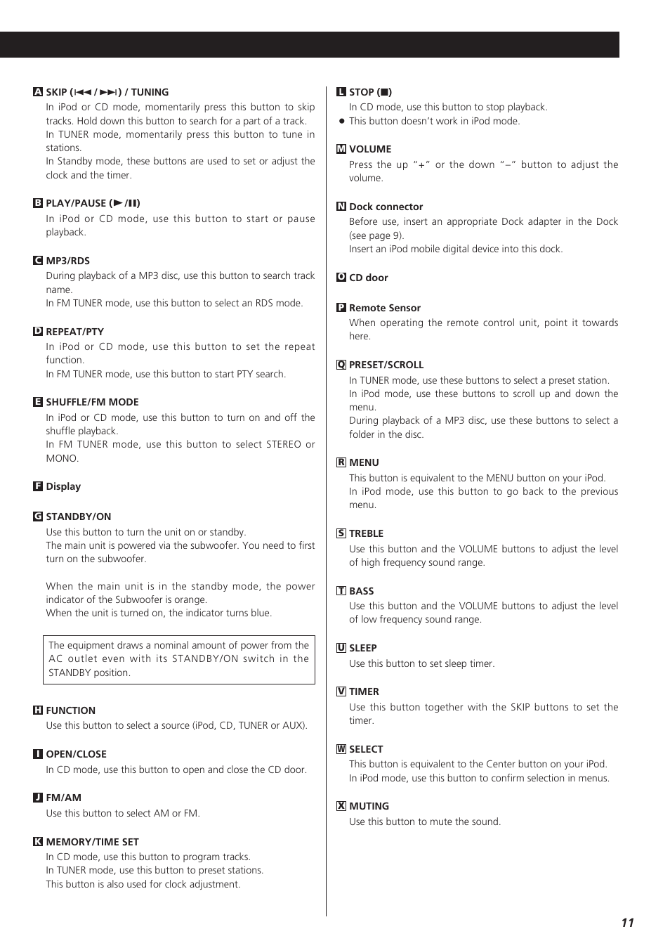 Teac TD-X250I User Manual | Page 11 / 32
