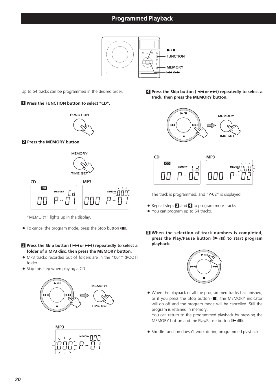 Programmed playback | Teac TD-X250I User Manual | Page 20 / 32