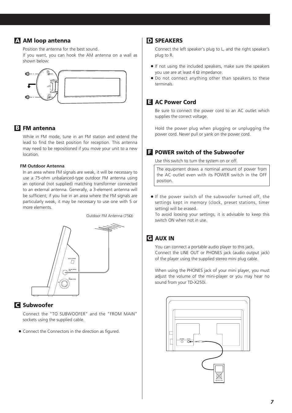 Teac TD-X250I User Manual | Page 7 / 32