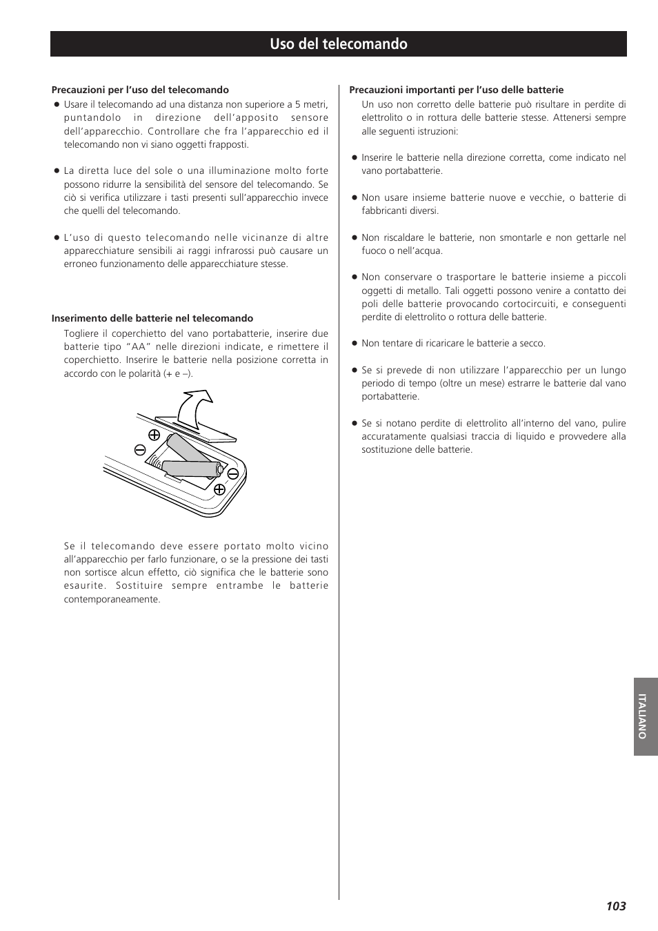 Uso del telecomando | Teac W-865R User Manual | Page 103 / 148