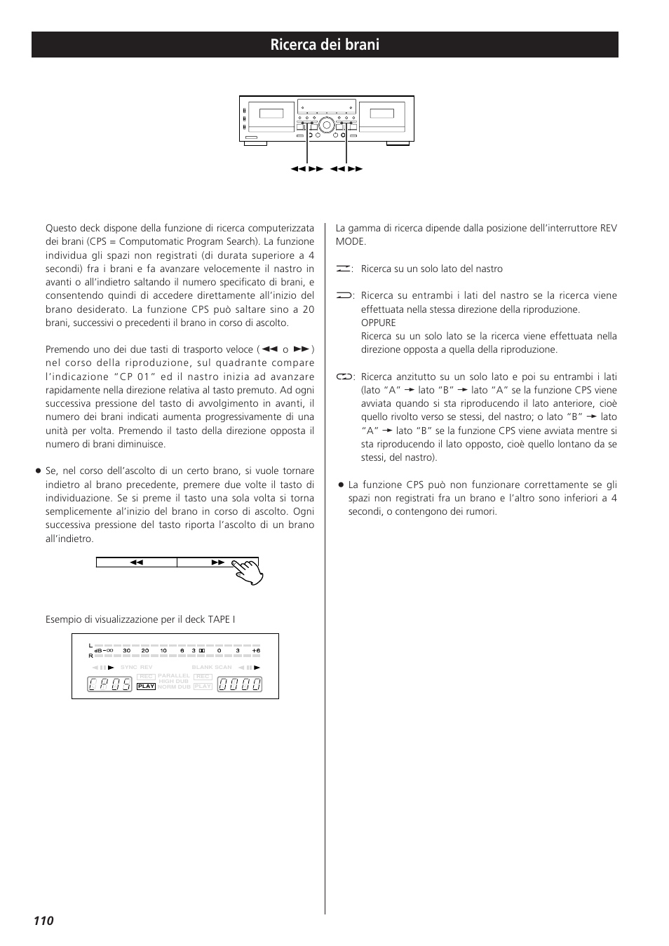 Ricerca dei brani | Teac W-865R User Manual | Page 110 / 148