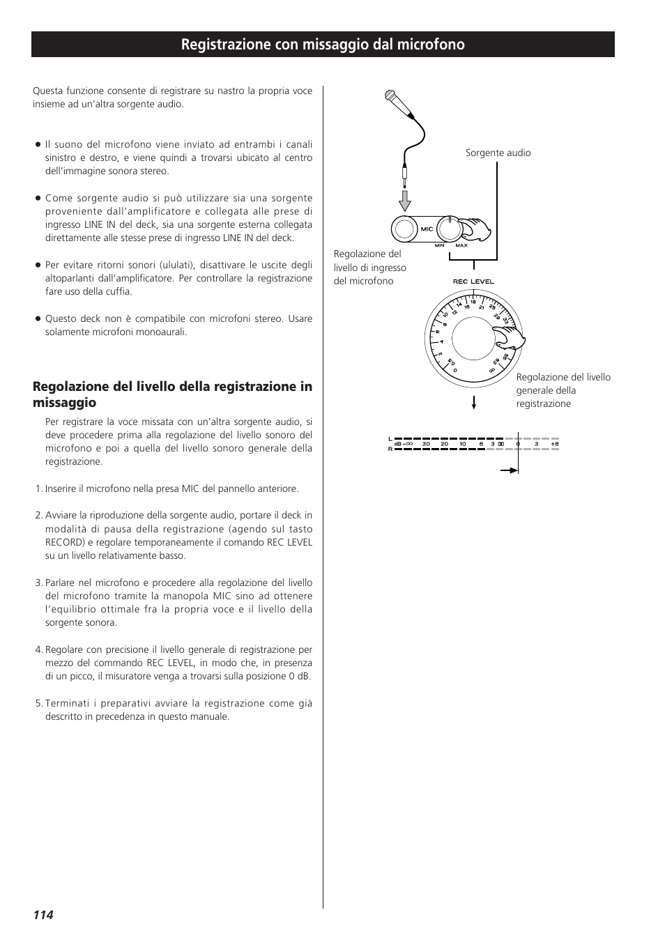 Registrazione con missaggio dal microfono | Teac W-865R User Manual | Page 114 / 148