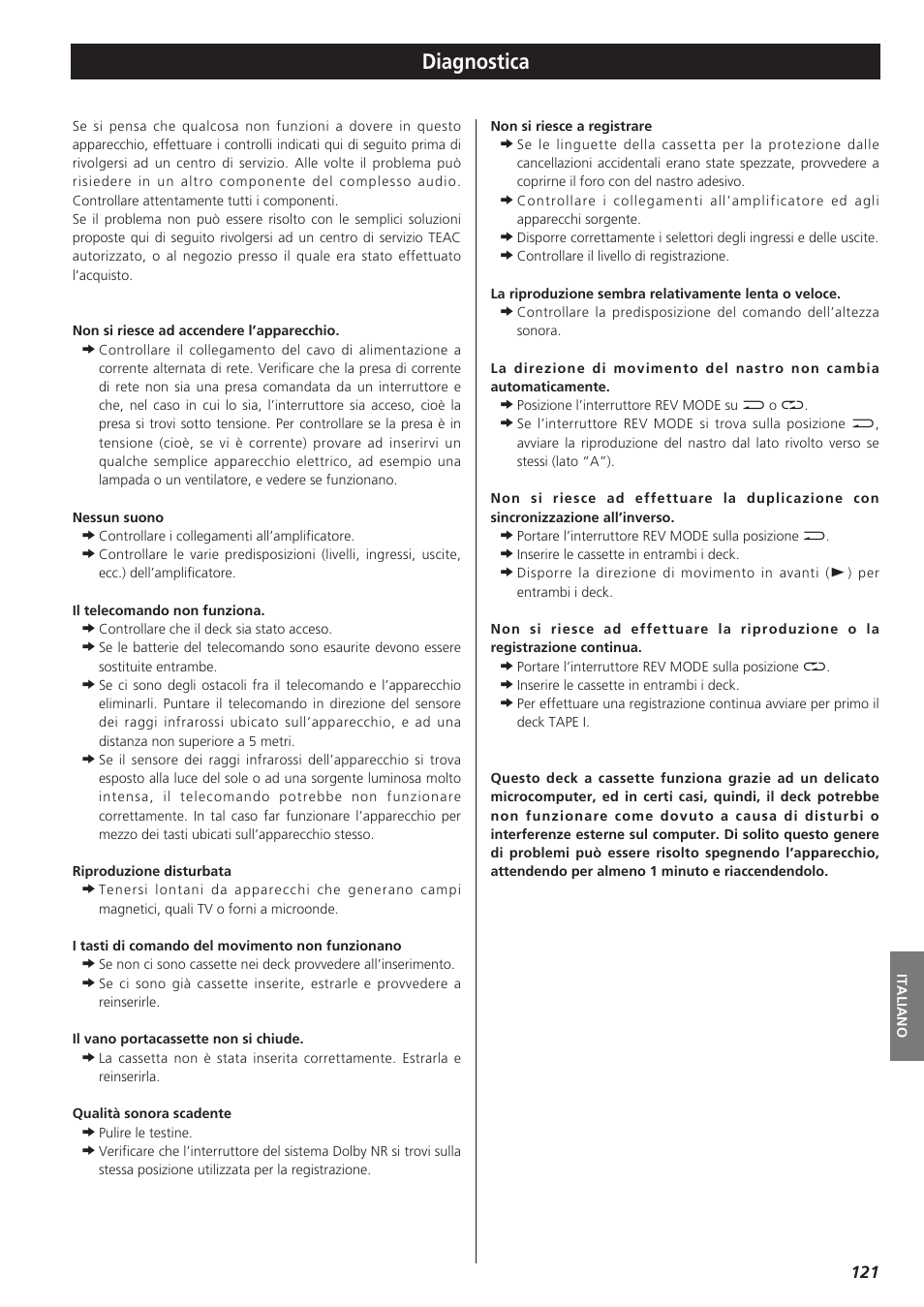 Diagnostica | Teac W-865R User Manual | Page 121 / 148