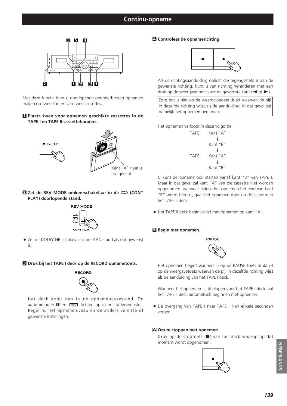 Continu-opname | Teac W-865R User Manual | Page 139 / 148