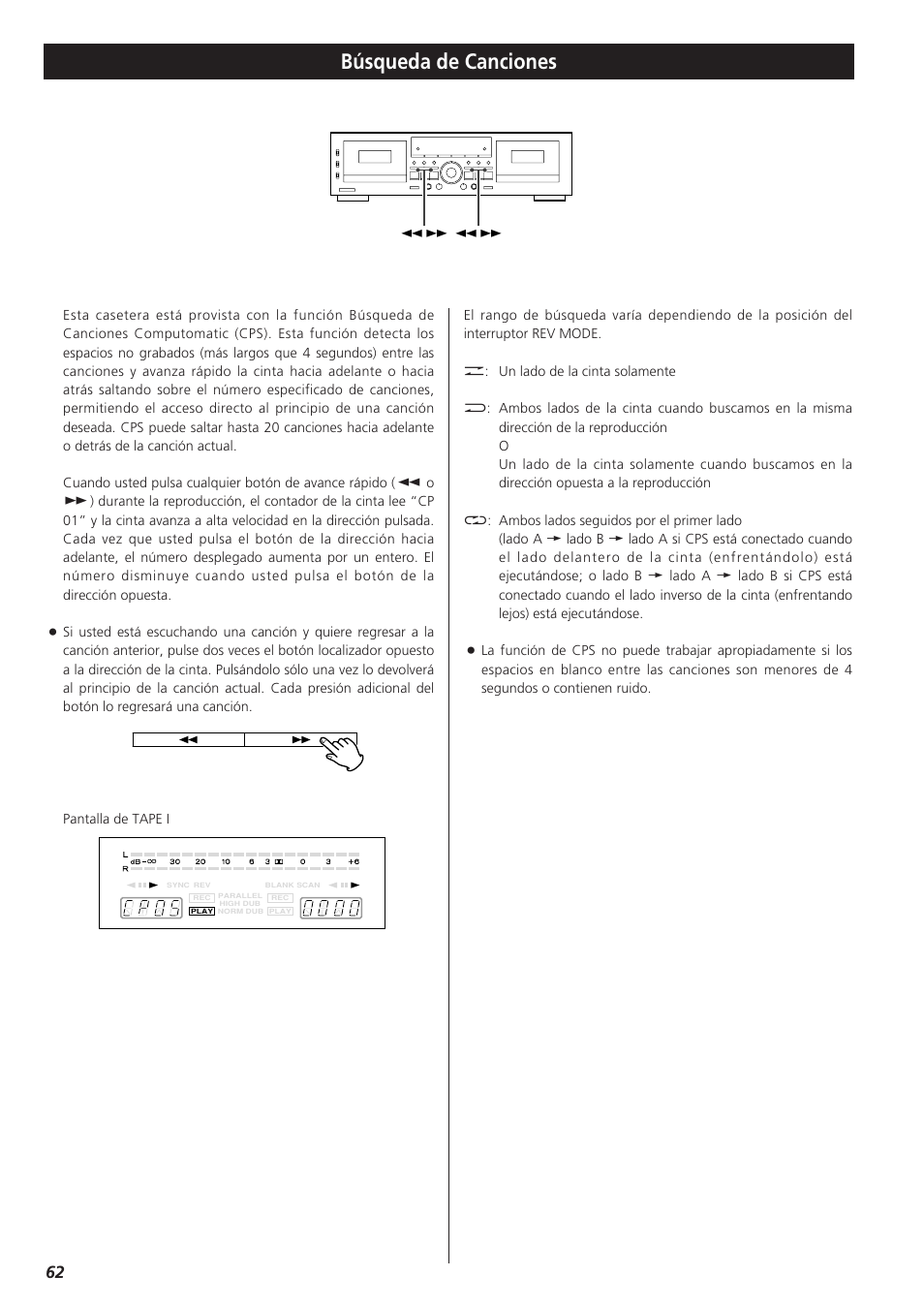 Búsqueda de canciones | Teac W-865R User Manual | Page 62 / 148