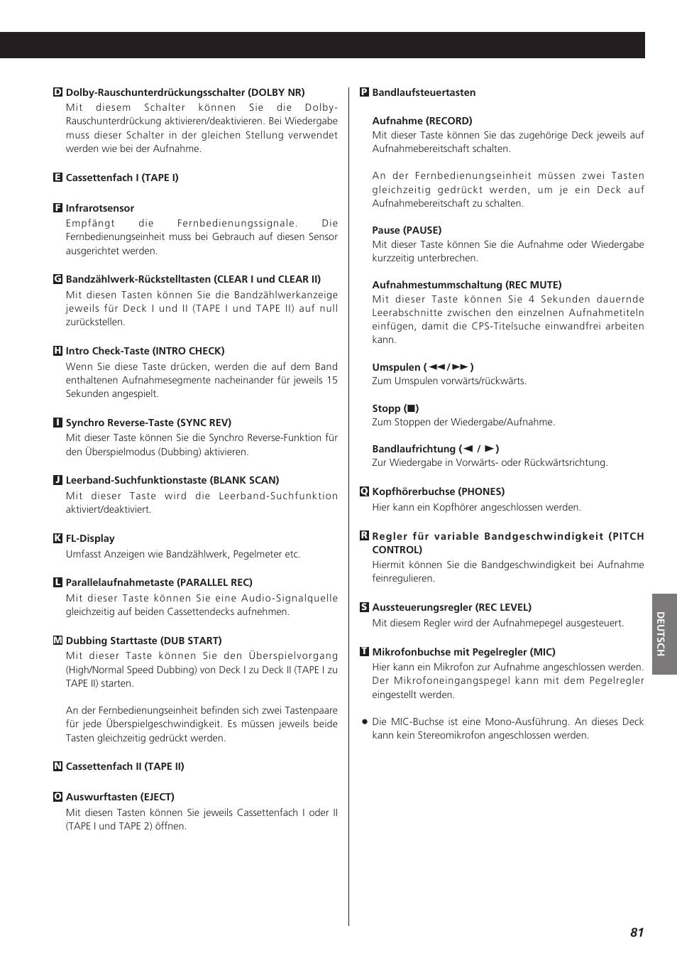 Teac W-865R User Manual | Page 81 / 148