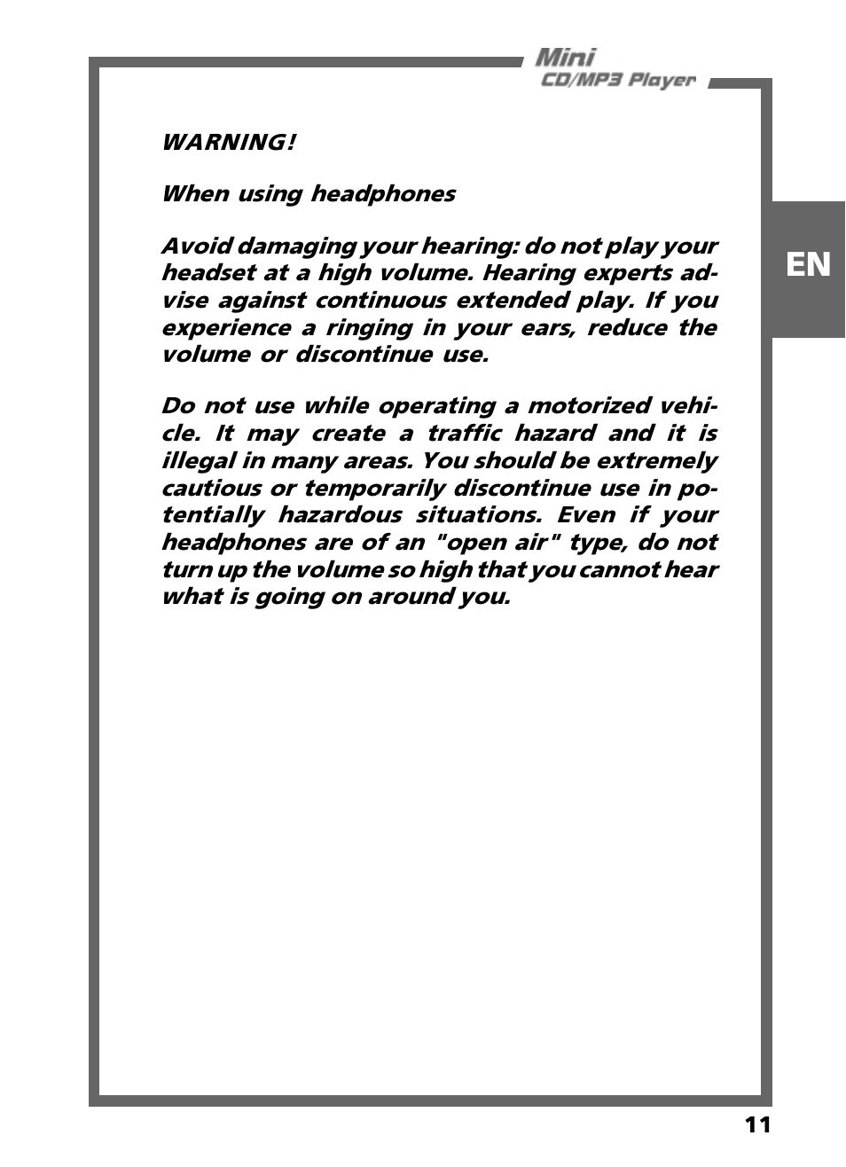 Teac Mini CD/MP3 Player User Manual | Page 11 / 17