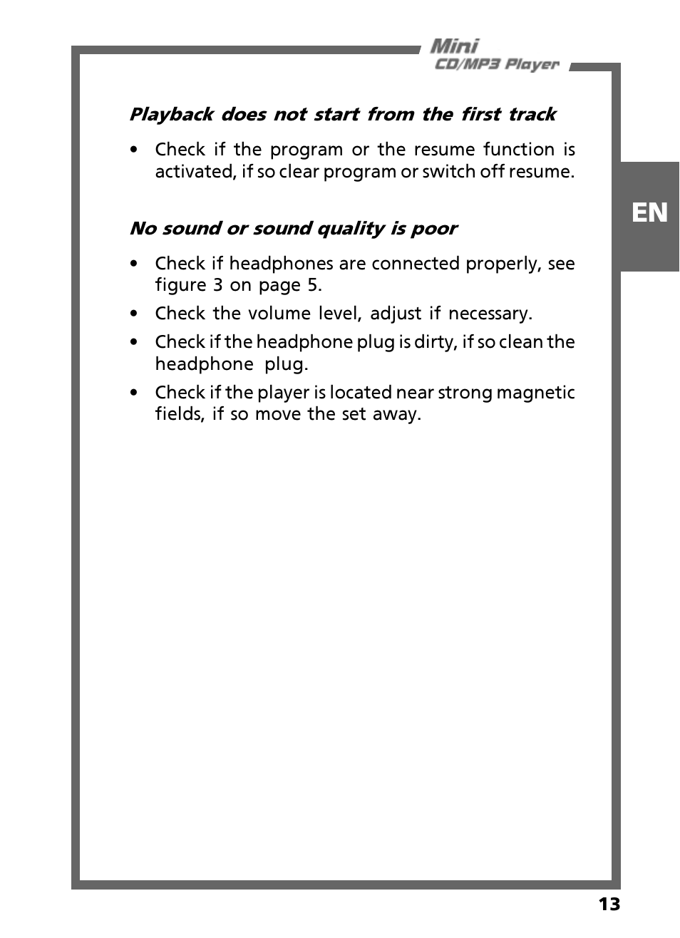 Teac Mini CD/MP3 Player User Manual | Page 13 / 17