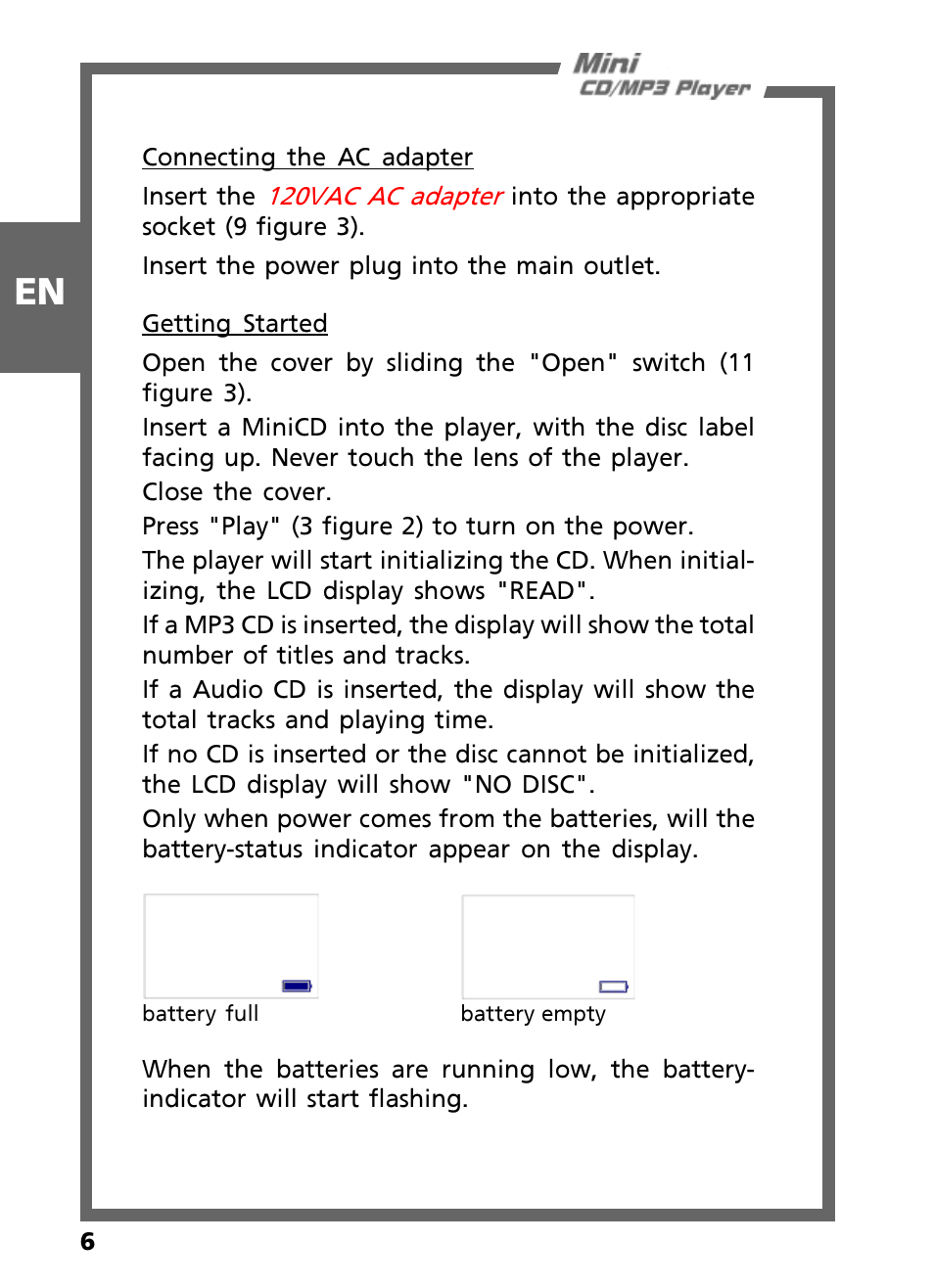 Teac Mini CD/MP3 Player User Manual | Page 6 / 17