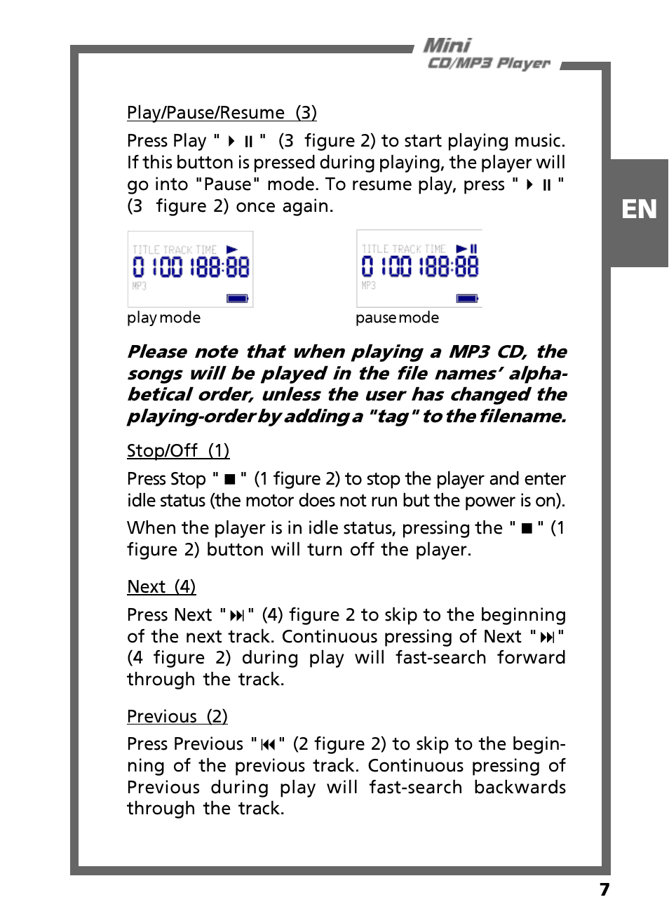 Teac Mini CD/MP3 Player User Manual | Page 7 / 17