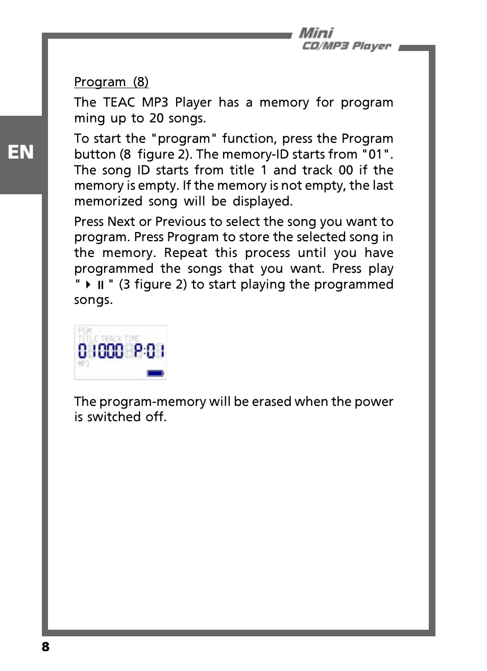 Teac Mini CD/MP3 Player User Manual | Page 8 / 17