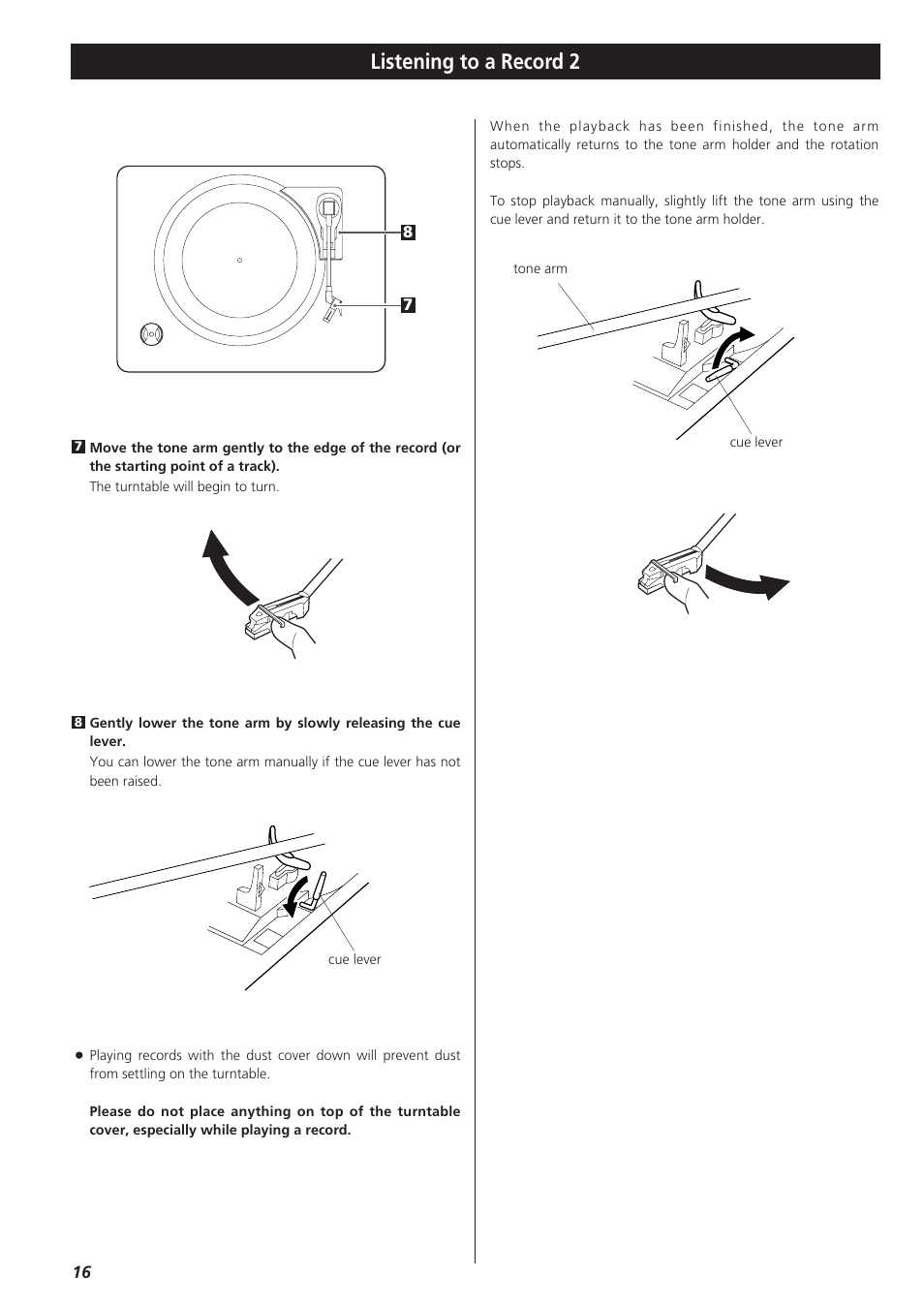 Listening to a record 2 | Teac LPR400 User Manual | Page 16 / 76