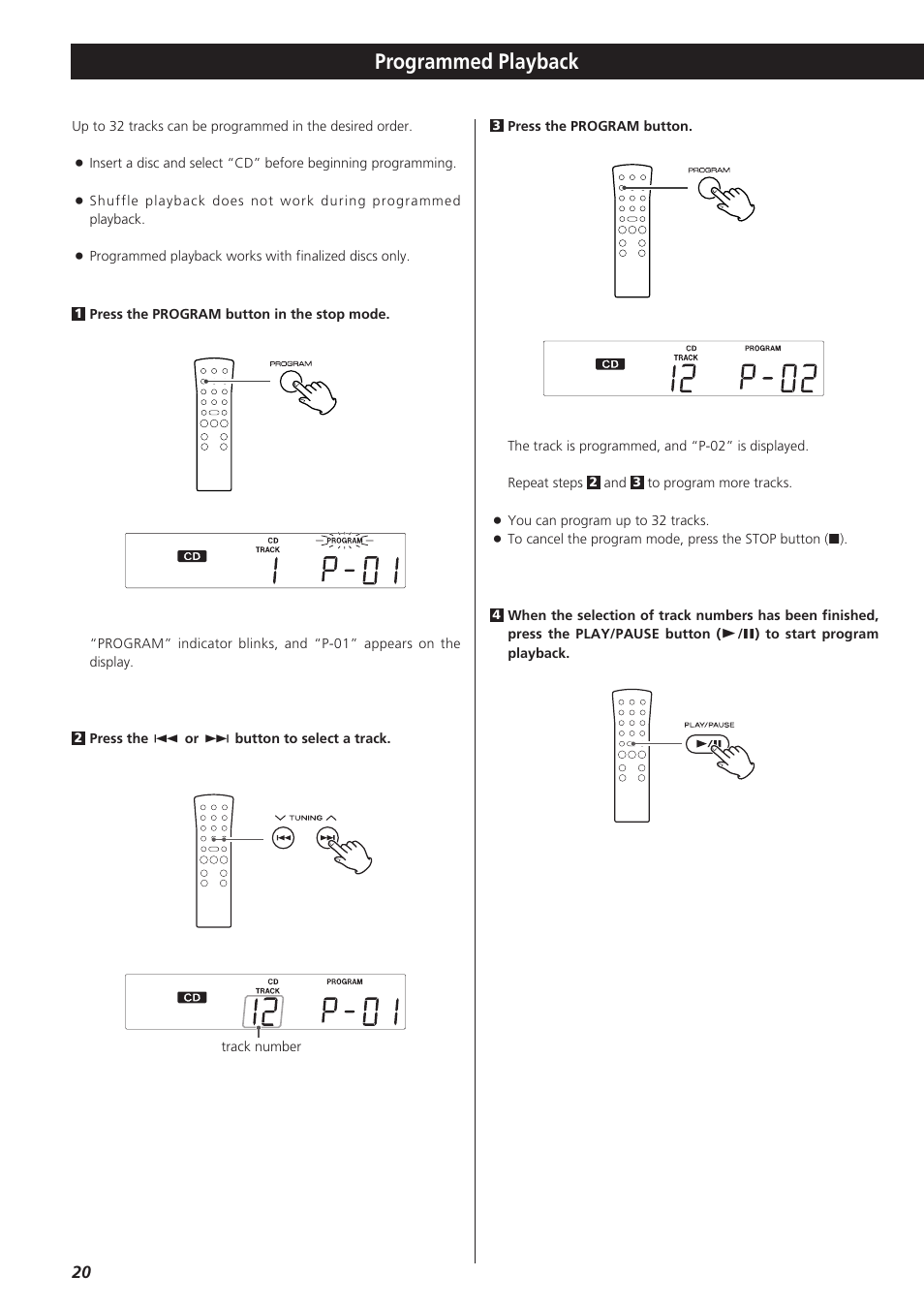 Programmed playback | Teac LPR400 User Manual | Page 20 / 76