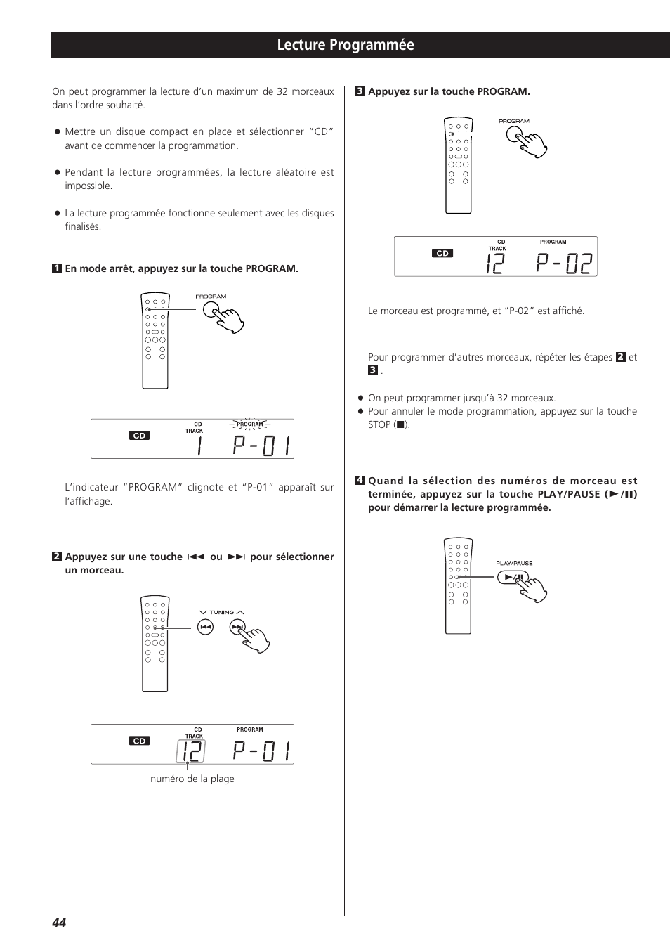 Lecture programmée | Teac LPR400 User Manual | Page 44 / 76