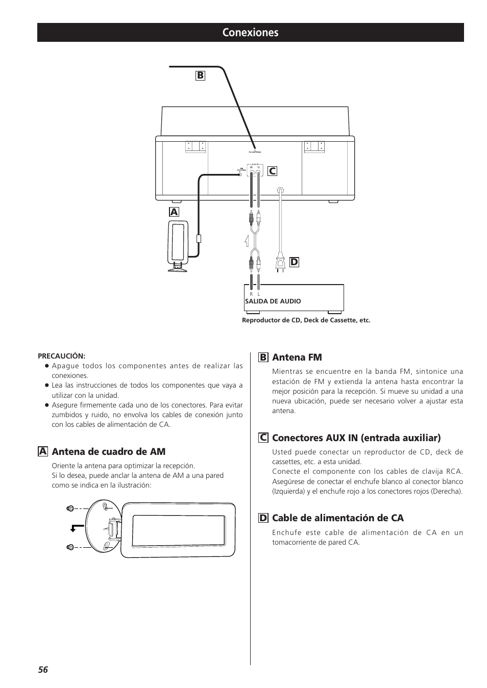 Conexiones | Teac LPR400 User Manual | Page 56 / 76