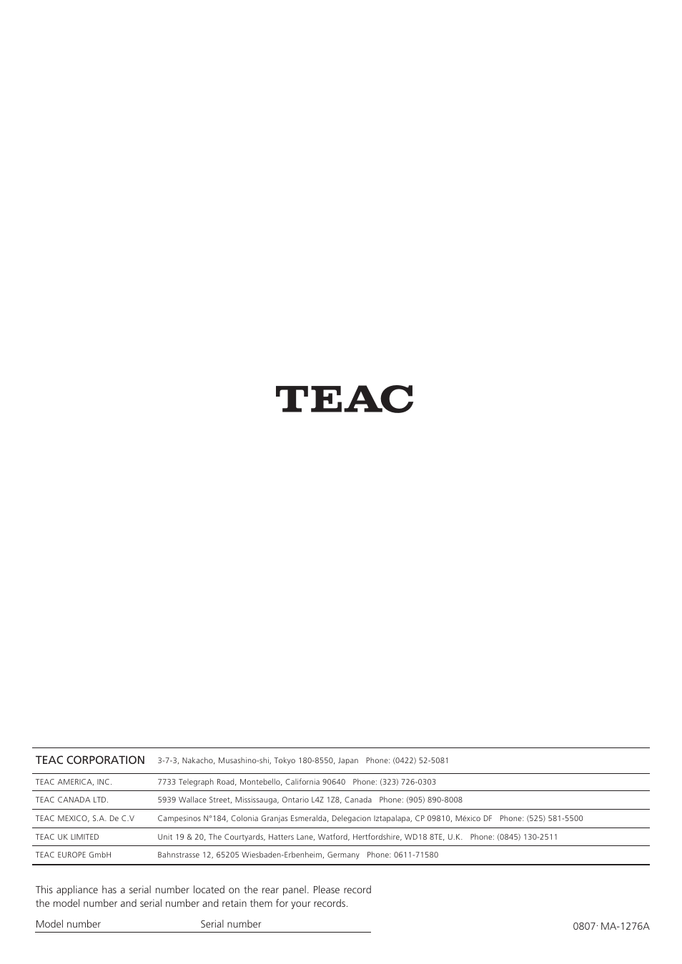 Teac LPR400 User Manual | Page 76 / 76