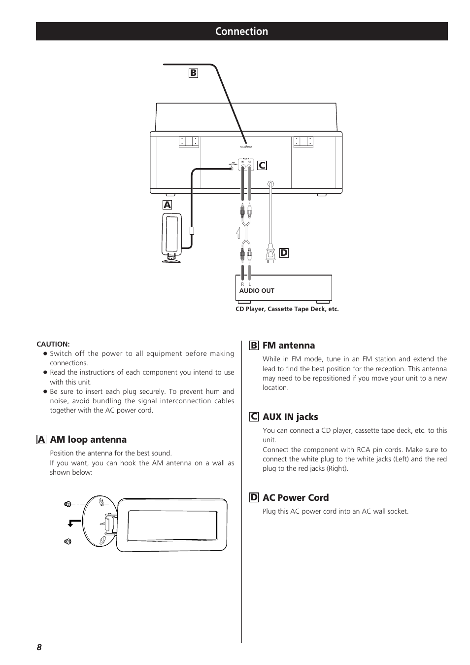 Connection | Teac LPR400 User Manual | Page 8 / 76
