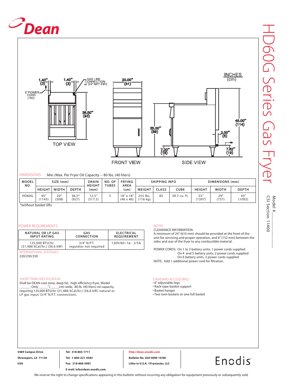 Hd 60 g s eri es g as fr ye r, Dean | Teac HD60G User Manual | Page 2 / 2