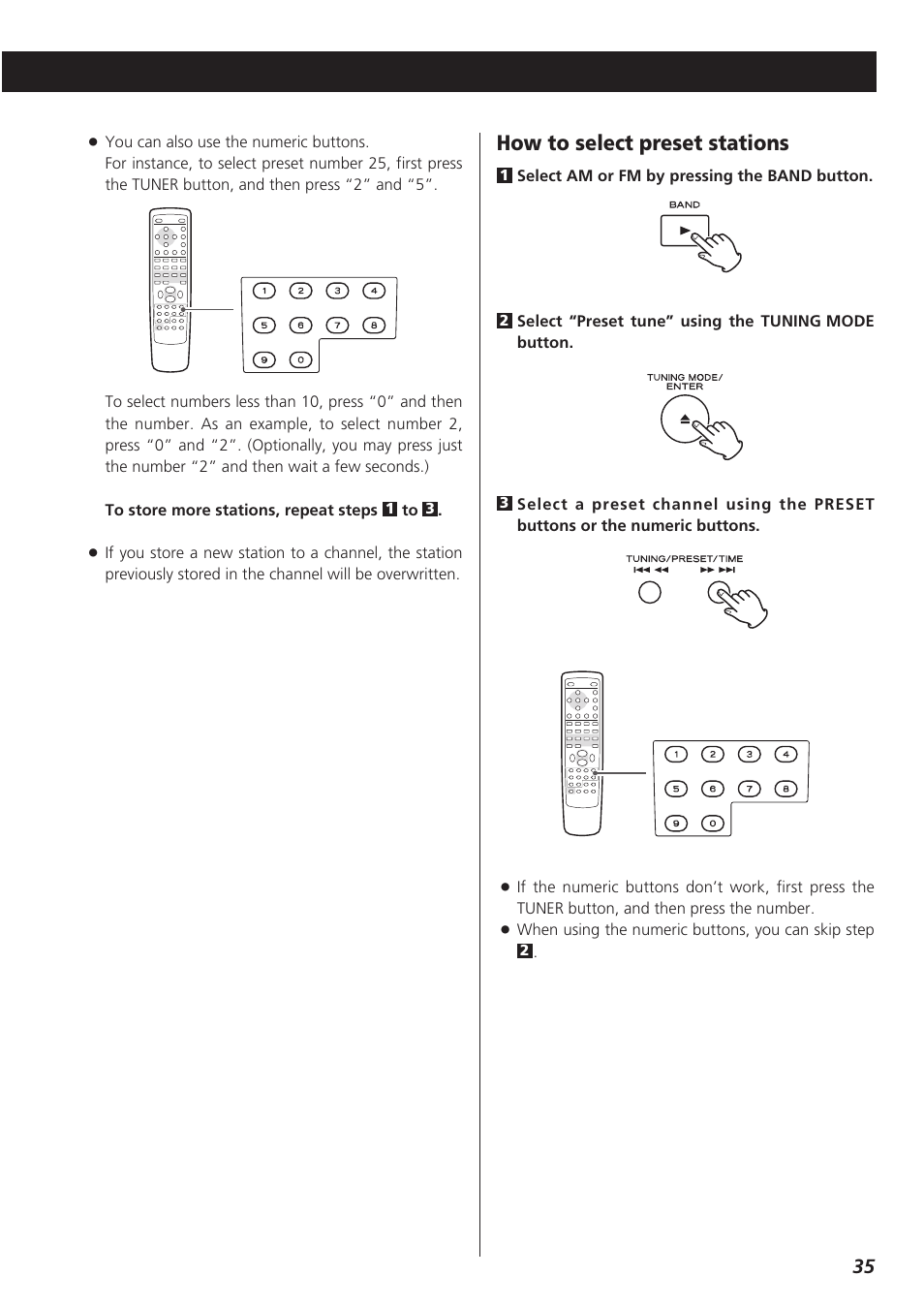 How to select preset stations | Teac CR-H227I User Manual | Page 35 / 43