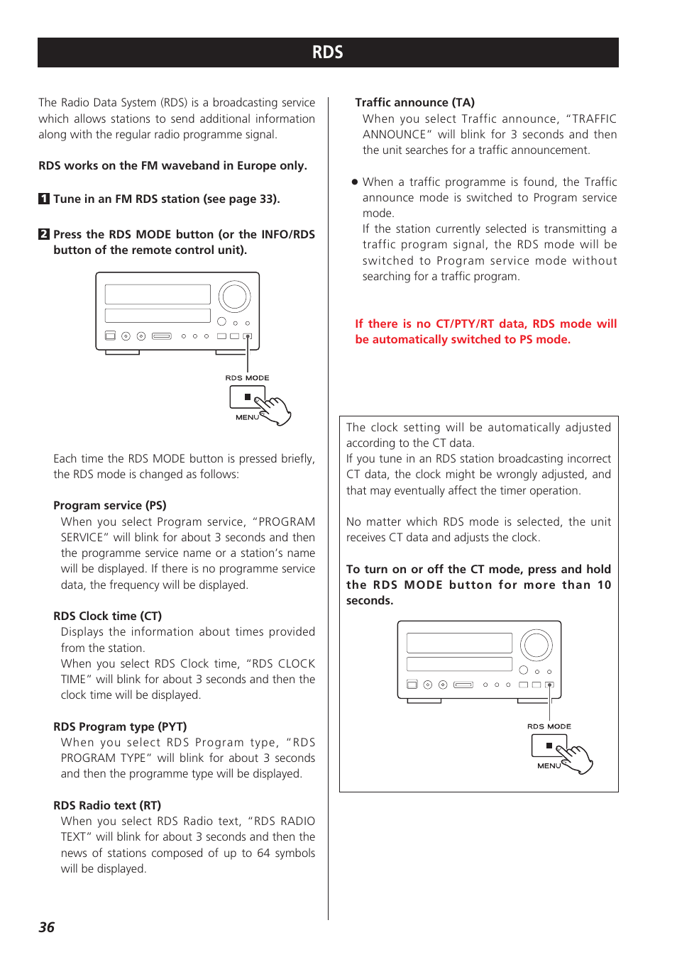 Teac CR-H227I User Manual | Page 36 / 43