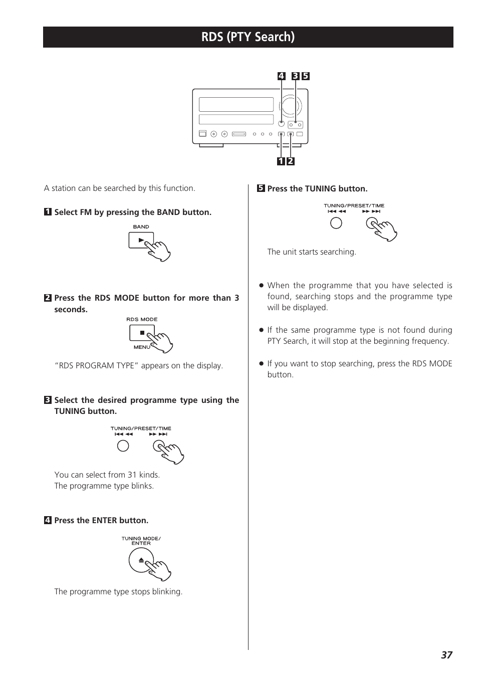 Rds (pty search) | Teac CR-H227I User Manual | Page 37 / 43