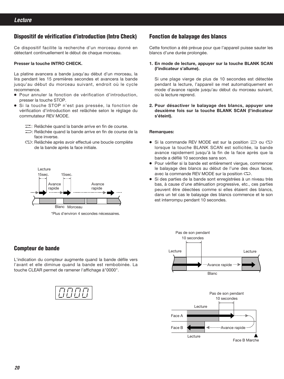 Fonction de balayage des blancs, Compteur de bande | Teac W-860R User Manual | Page 20 / 76