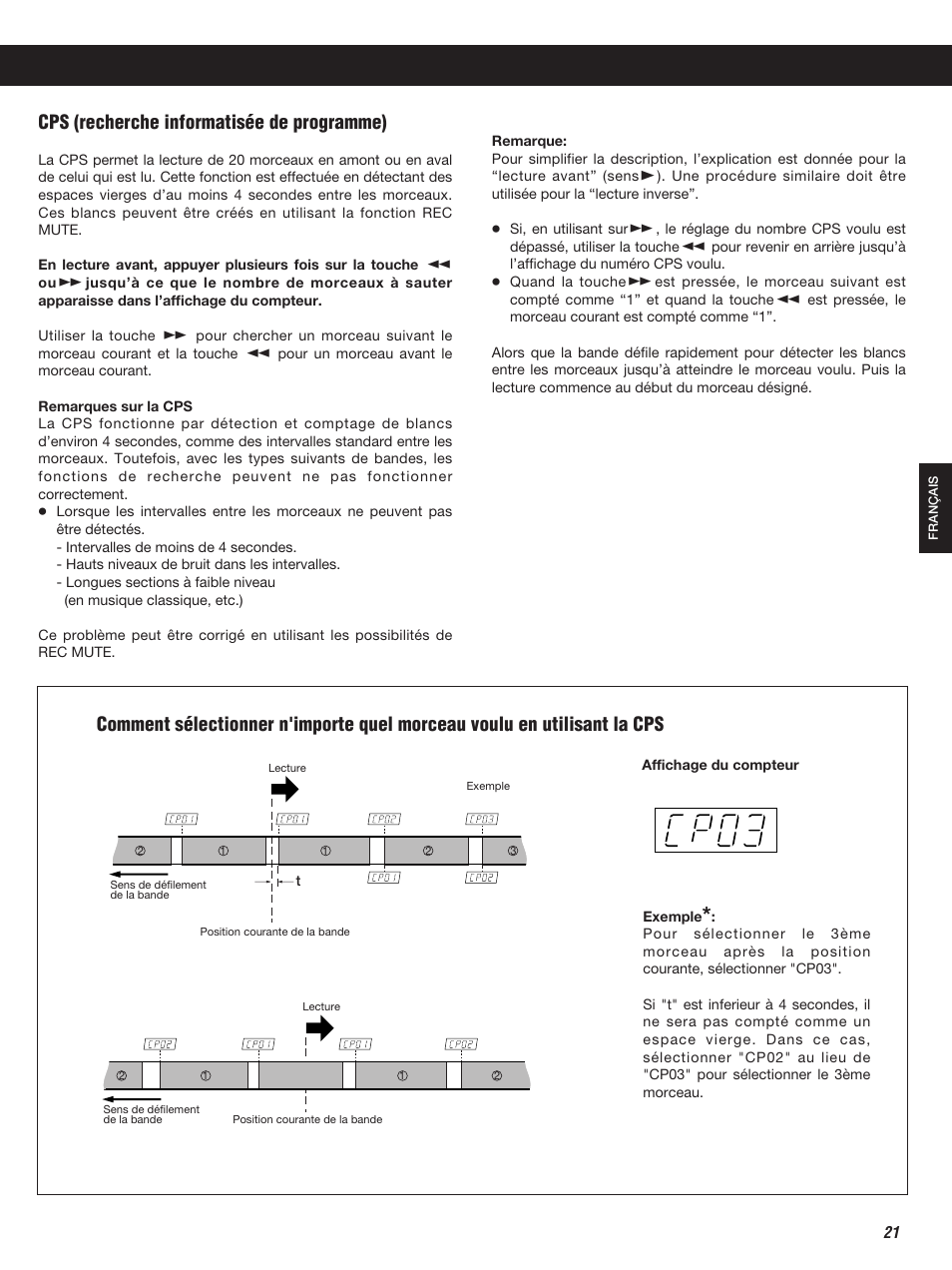 Cps (recherche informatisée de programme) | Teac W-860R User Manual | Page 21 / 76