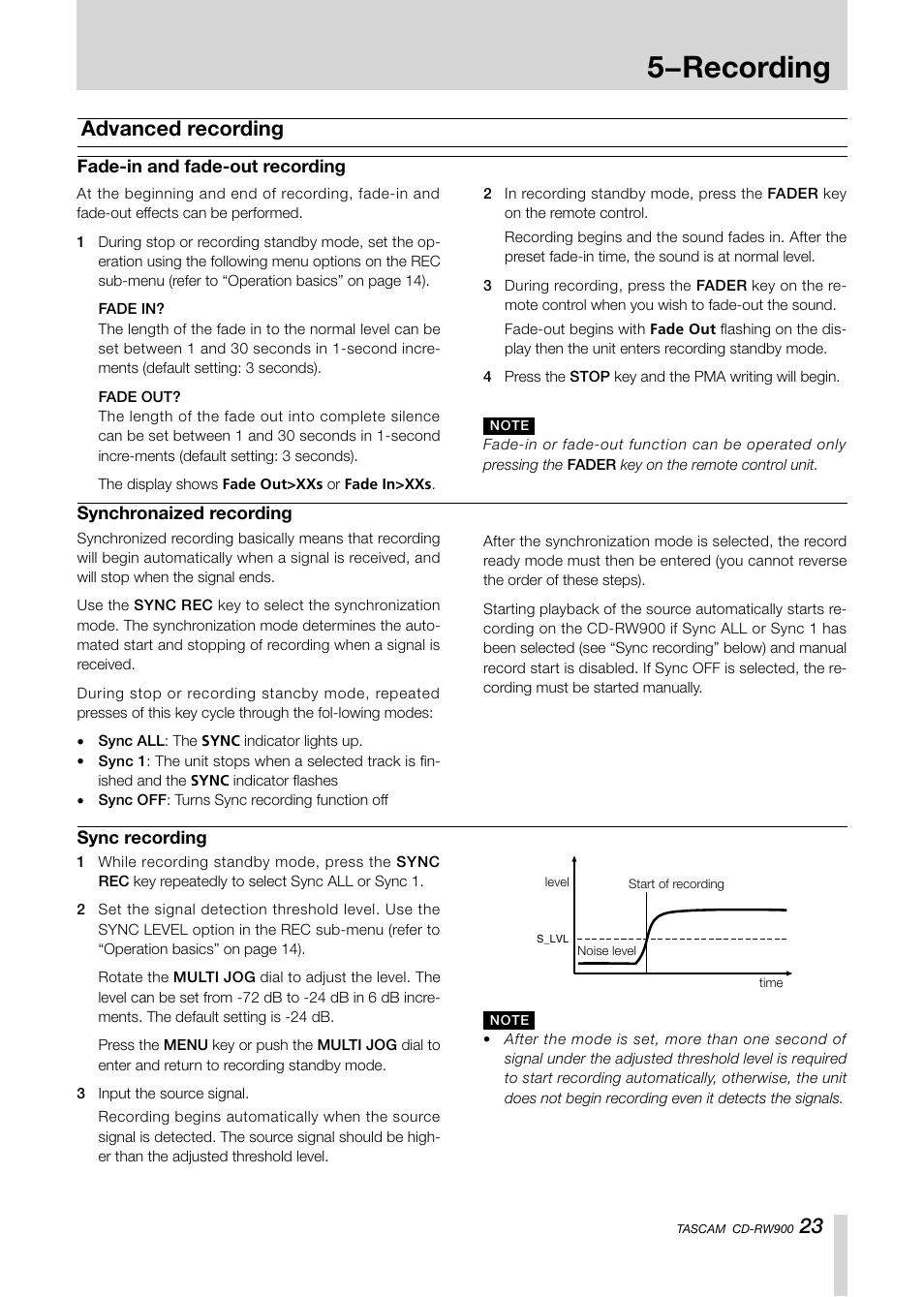 Introduction, 5−recording, Advanced recording | Teac CD-RW900CD User Manual | Page 23 / 32