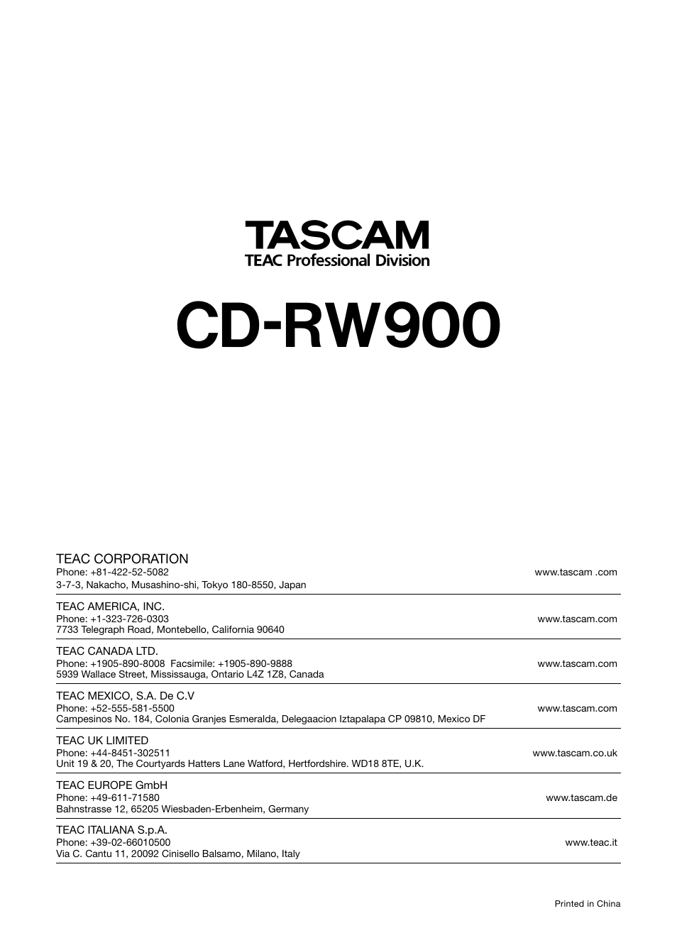 Cd-rw900 | Teac CD-RW900CD User Manual | Page 32 / 32