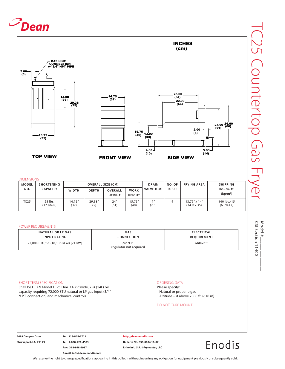 Tc 25 c ou nt er to p g as fr ye r, Dean | Teac TC25 User Manual | Page 2 / 2