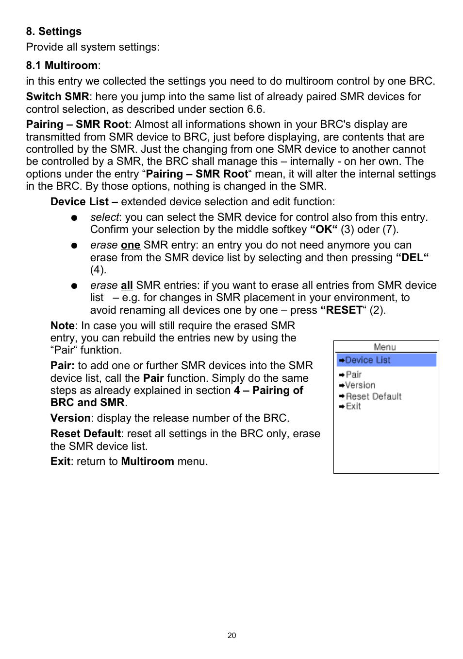 Settings, 1 multiroom | Teac WAP-4500 User Manual | Page 20 / 31