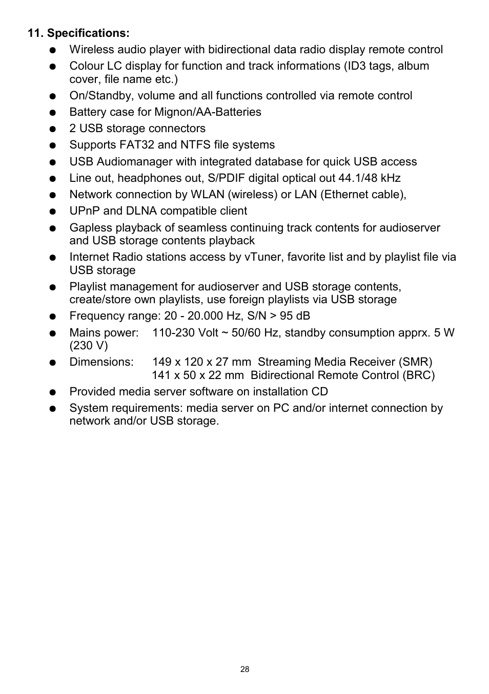 Specifications | Teac WAP-4500 User Manual | Page 28 / 31