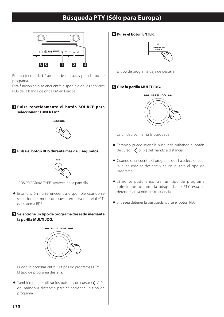 Búsqueda pty (sólo para europa) | Teac CD Receiver CR-H238i User Manual | Page 110 / 118