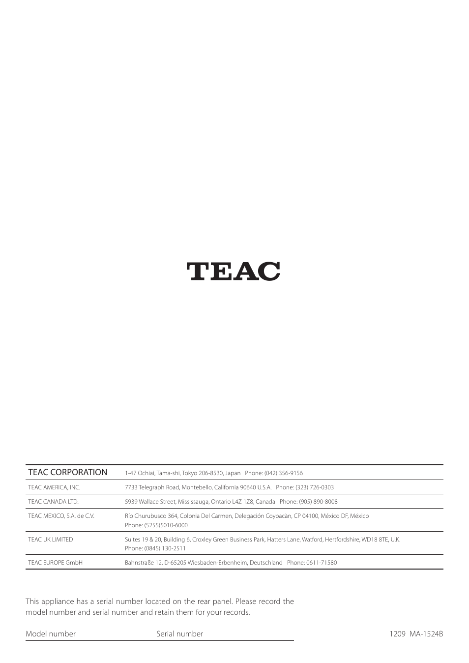 Teac CD Receiver CR-H238i User Manual | Page 118 / 118