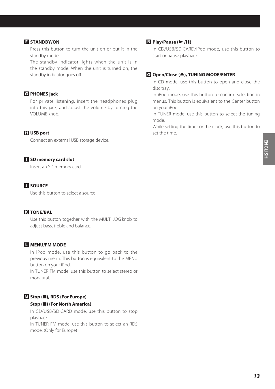 Teac CD Receiver CR-H238i User Manual | Page 13 / 118
