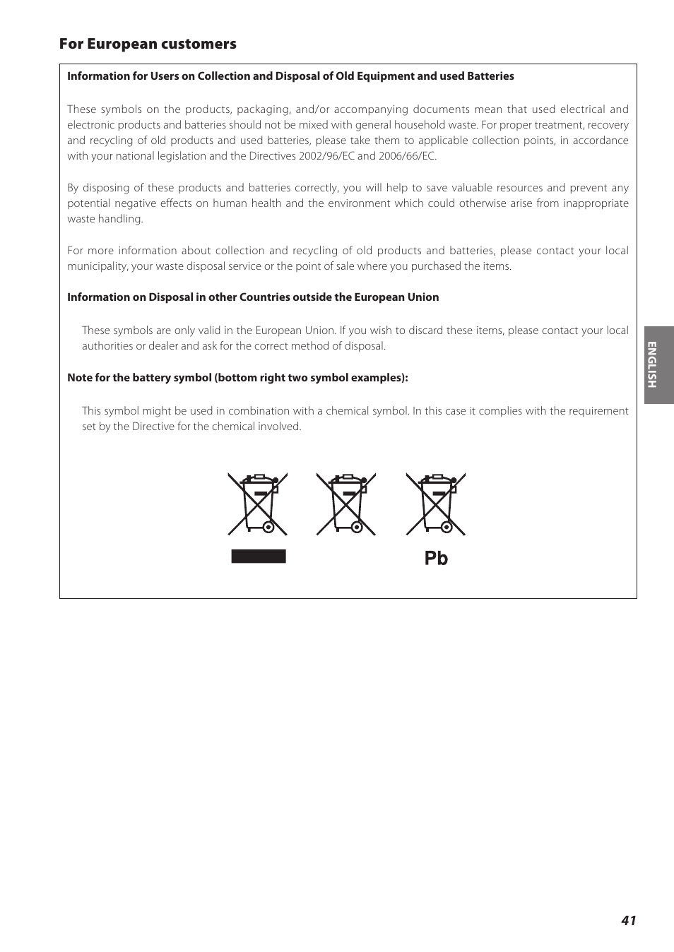 For european customers | Teac CD Receiver CR-H238i User Manual | Page 41 / 118