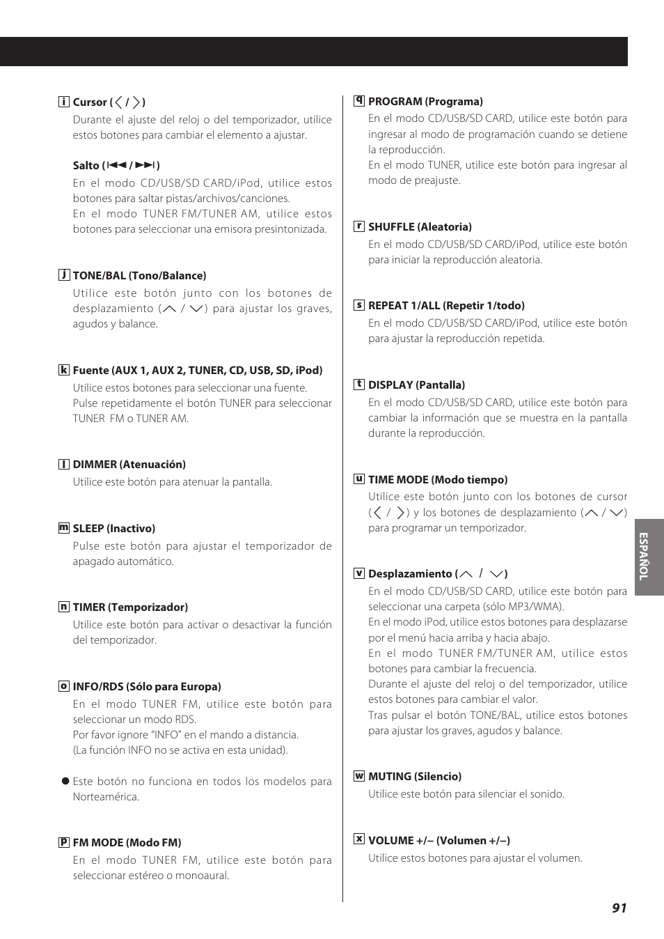 Teac CD Receiver CR-H238i User Manual | Page 91 / 118