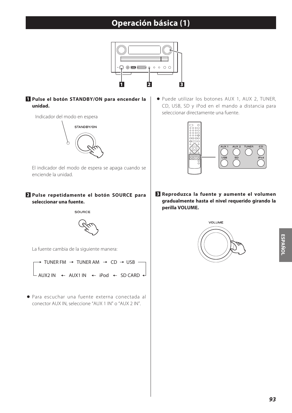 Operación básica (1) | Teac CD Receiver CR-H238i User Manual | Page 93 / 118