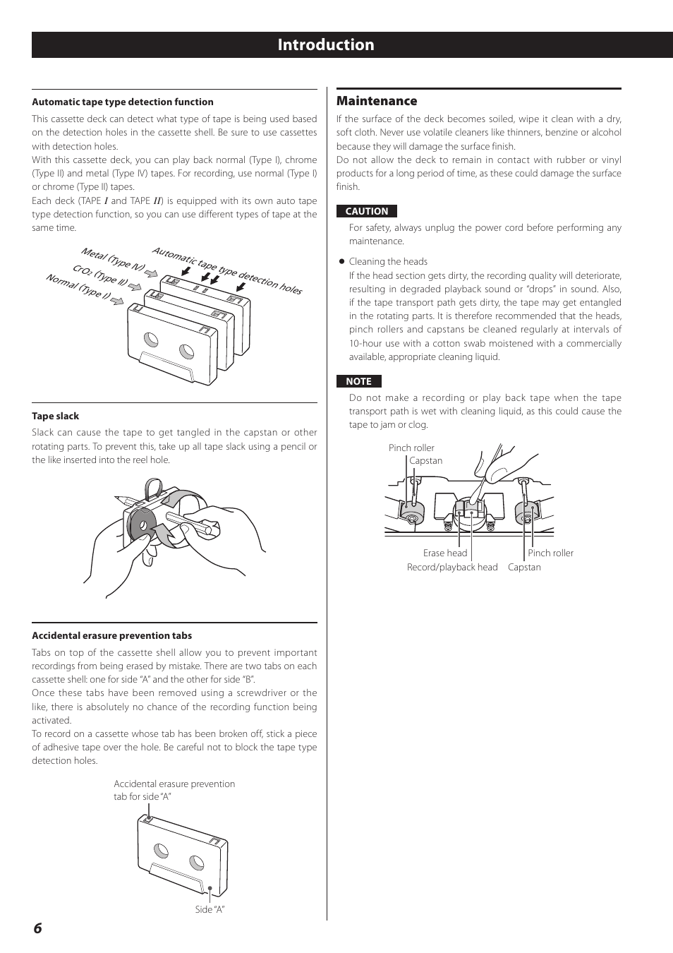 Maintenance, Introduction | Teac Double Auto Reverse Cassette Deck W-890R User Manual | Page 6 / 64