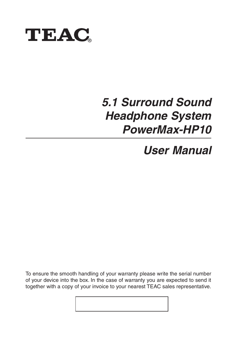 Teac PowerMax-HP10 User Manual | 24 pages