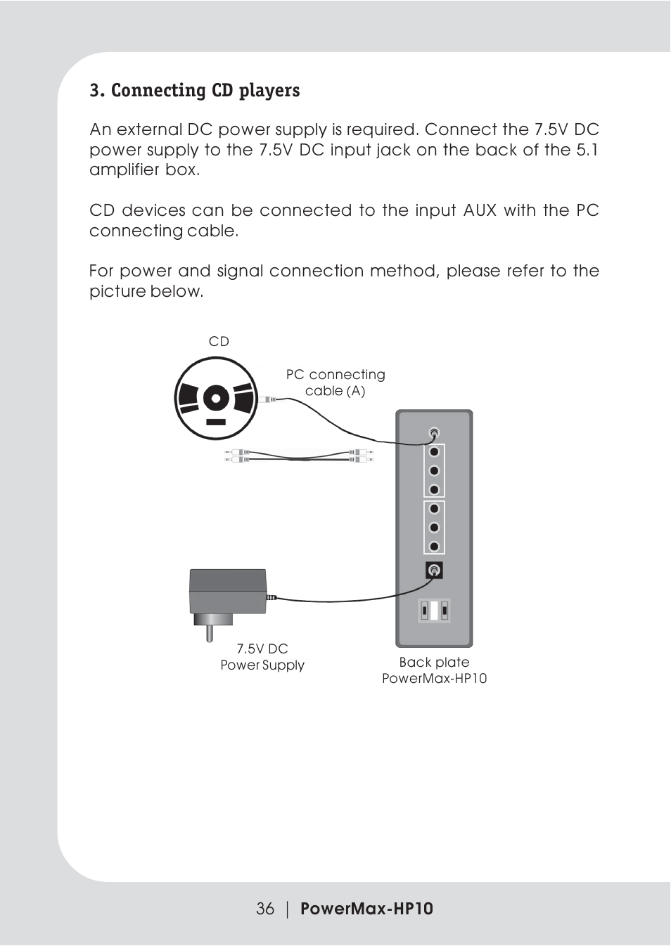 Connecting cd players | Teac PowerMax-HP10 User Manual | Page 14 / 24