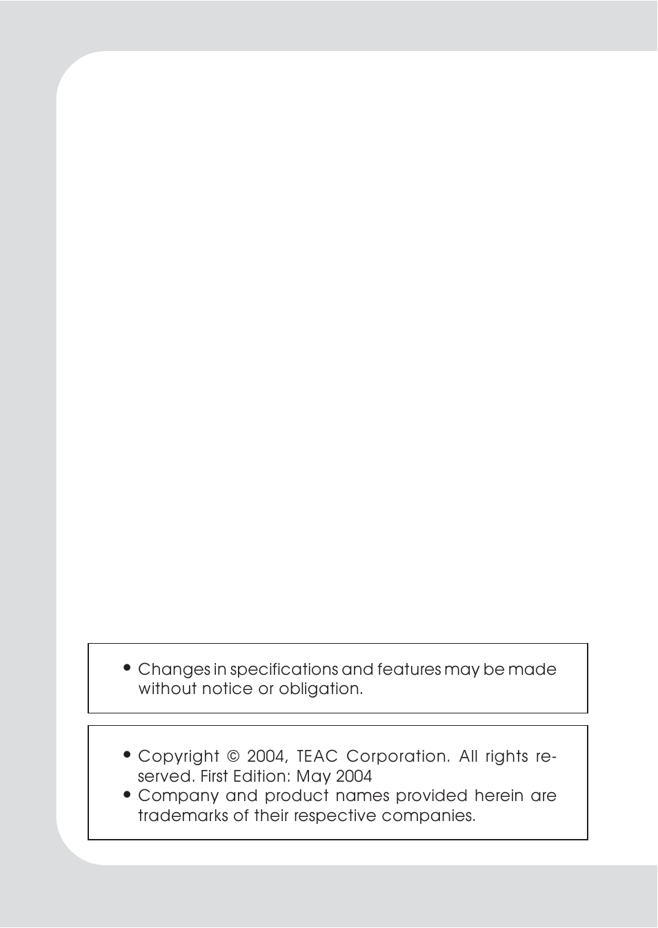 Copyright | Teac PowerMax-HP10 User Manual | Page 2 / 24