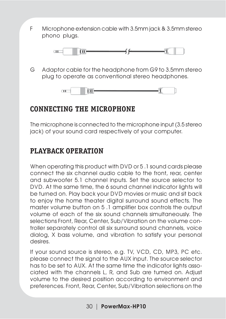 Connecting the microphone, Playback operation | Teac PowerMax-HP10 User Manual | Page 8 / 24