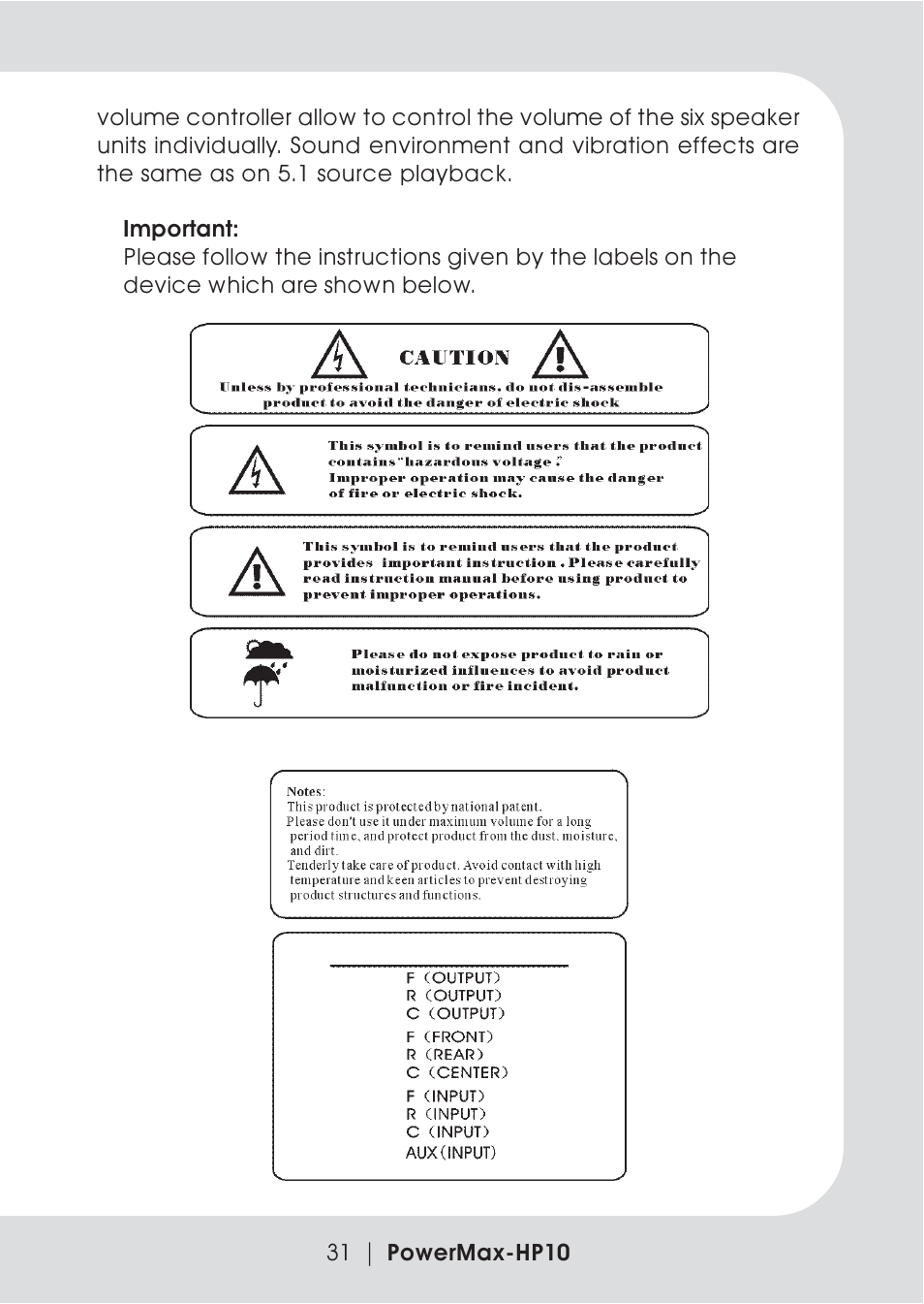 Teac PowerMax-HP10 User Manual | Page 9 / 24