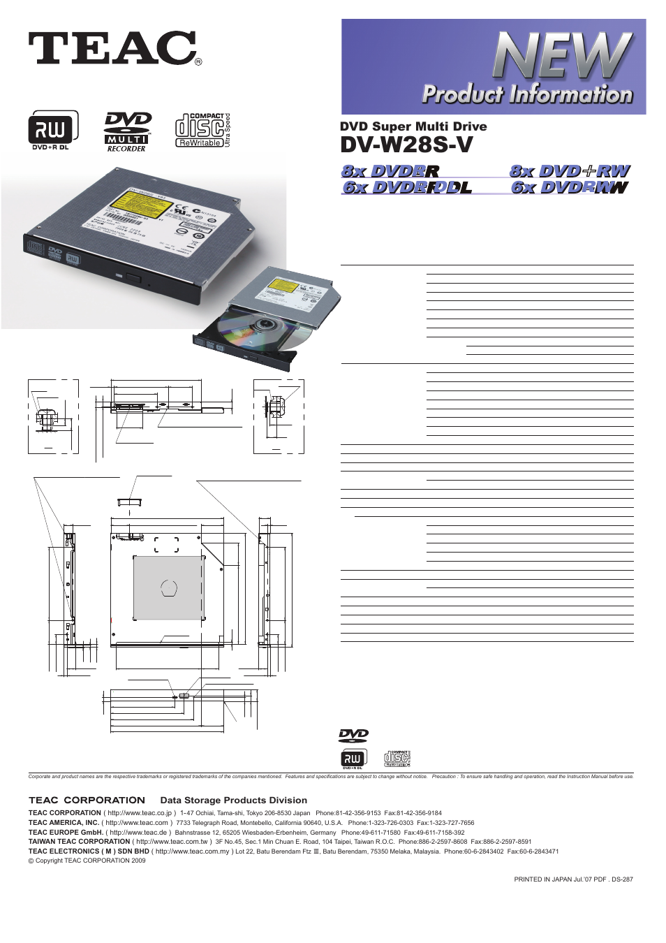 Teac DV-W28S-V User Manual | 1 page