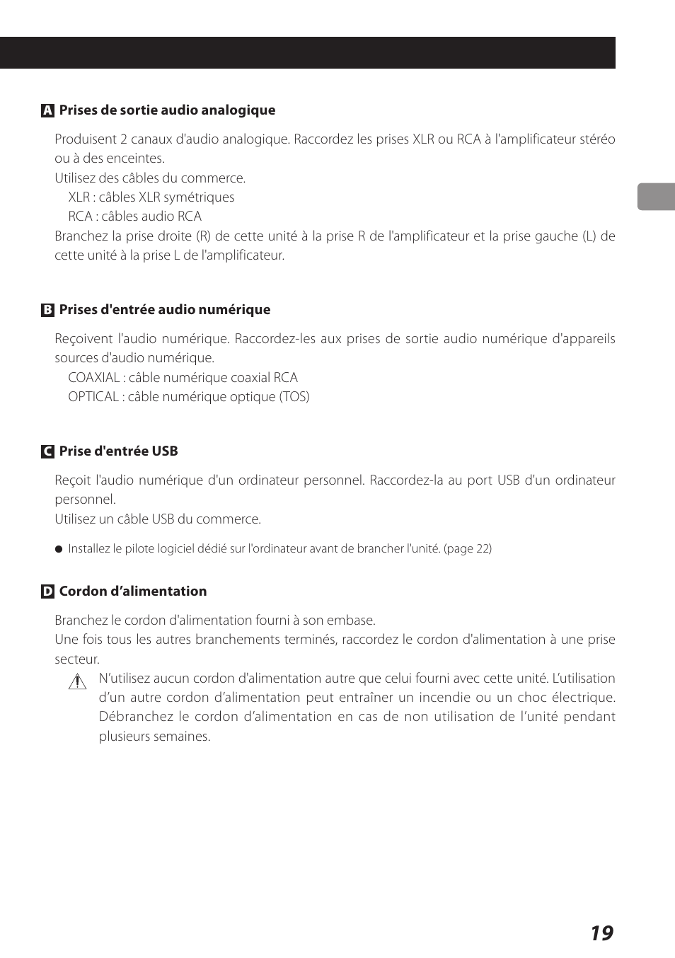 Teac USB Audio D/A Converter UD-H01 User Manual | Page 19 / 40