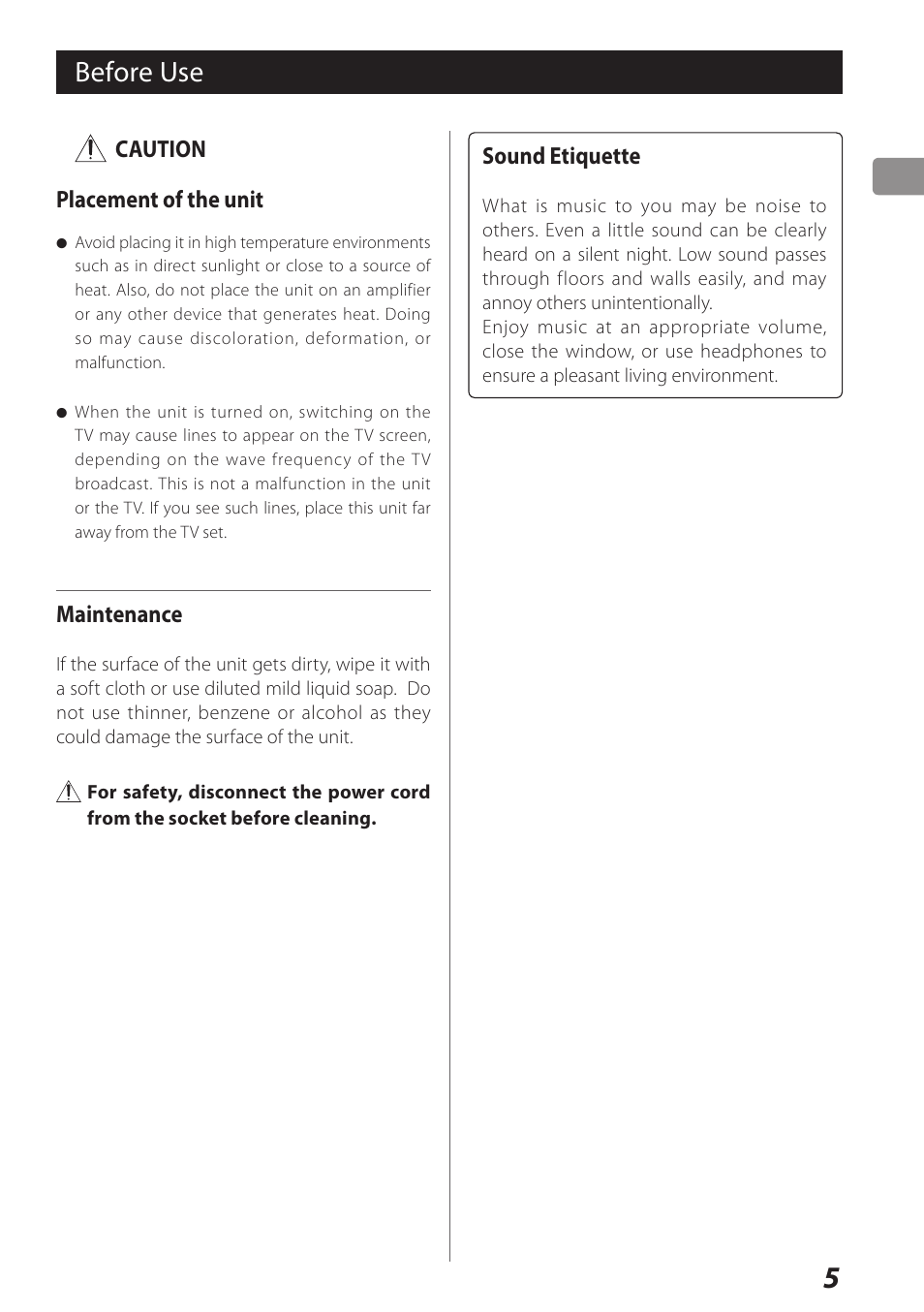 Before use | Teac USB Audio D/A Converter UD-H01 User Manual | Page 5 / 40