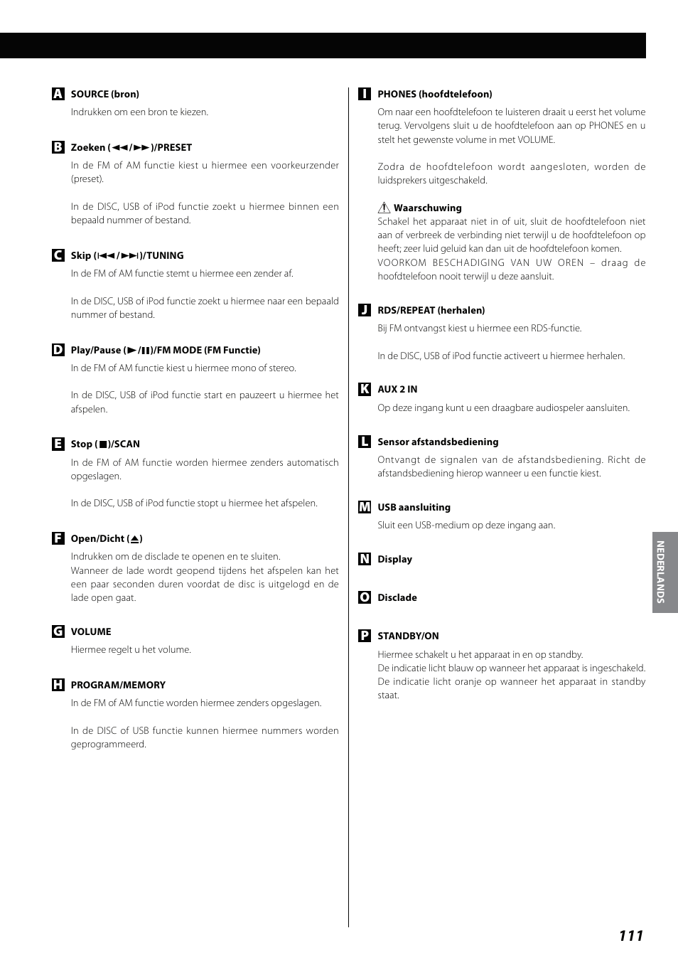 Teac DVD Receiver DR-H338i User Manual | Page 111 / 148