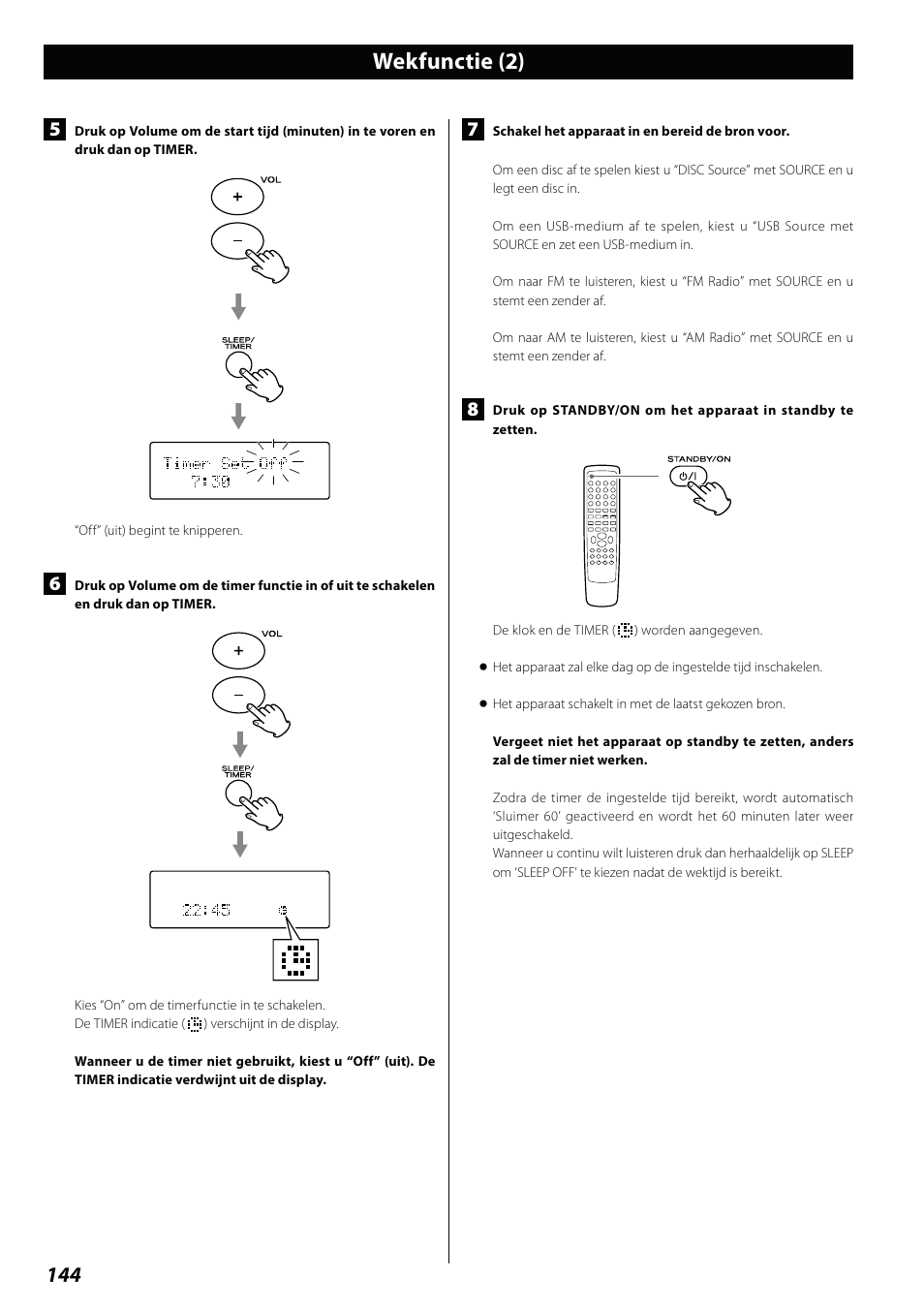 Wekfunctie (2) | Teac DVD Receiver DR-H338i User Manual | Page 144 / 148