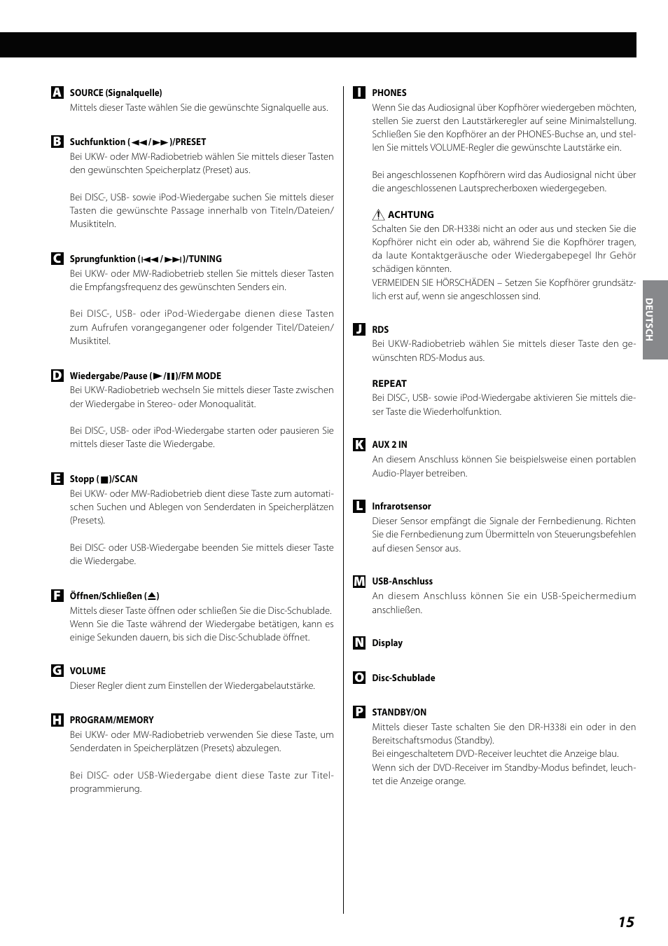 Teac DVD Receiver DR-H338i User Manual | Page 15 / 148